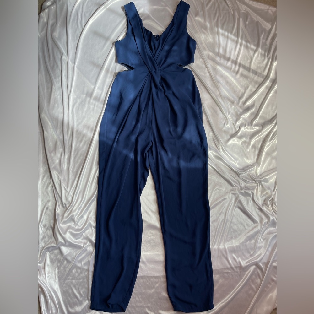 Esley Navy Jumpsuit Romper Polyester